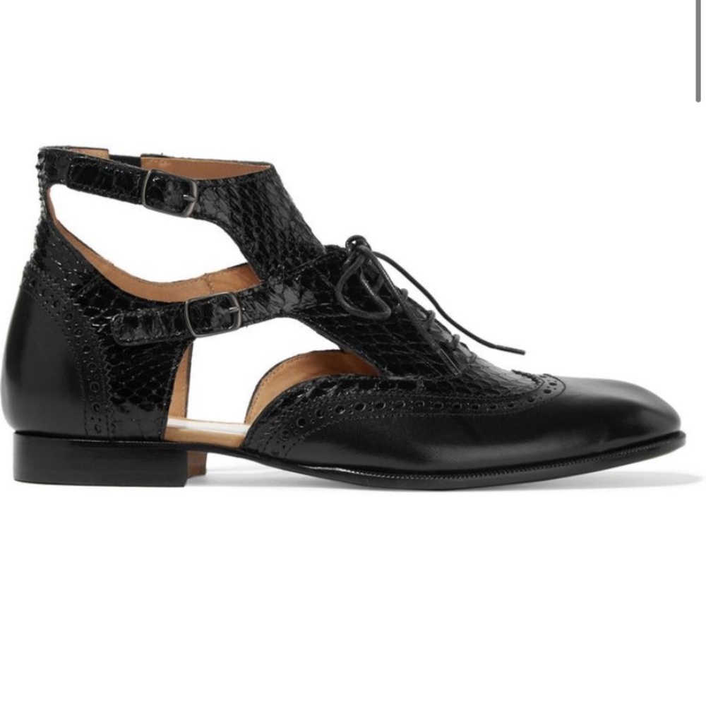 MAISON MARGIELA Ankle Strap Python & Leather Cut Out Shoes - Picture 6 of 12